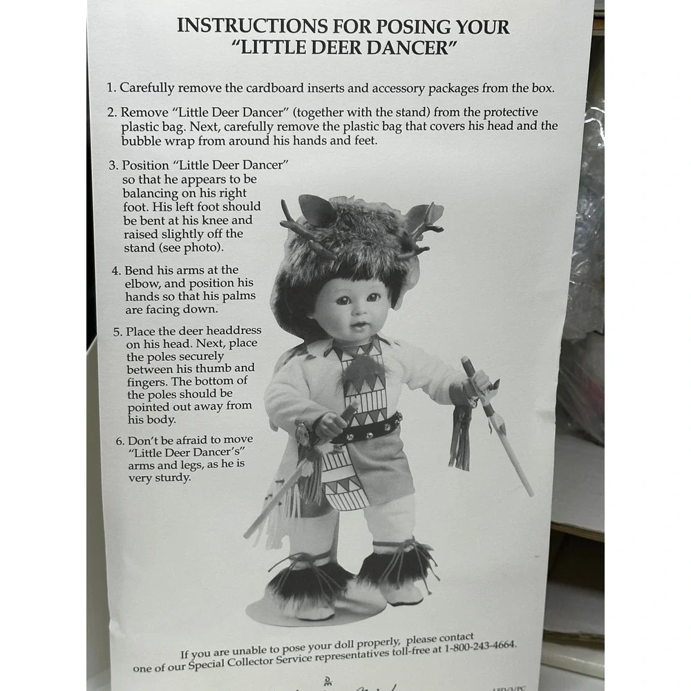 VTG‎ Danbury Mint Porcelain Doll Little Deer Dancer Yaqui Boy Elke Hutchens NIB